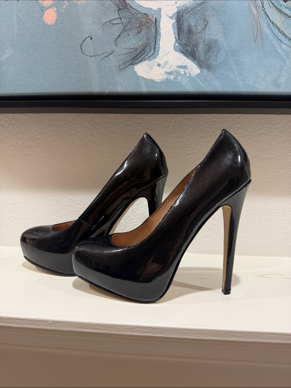 Aldo Black Patent Platform Stiletto Pumps